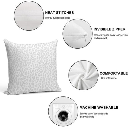 Pale Gray Leopard Soft High-Density Material Throw Pillow