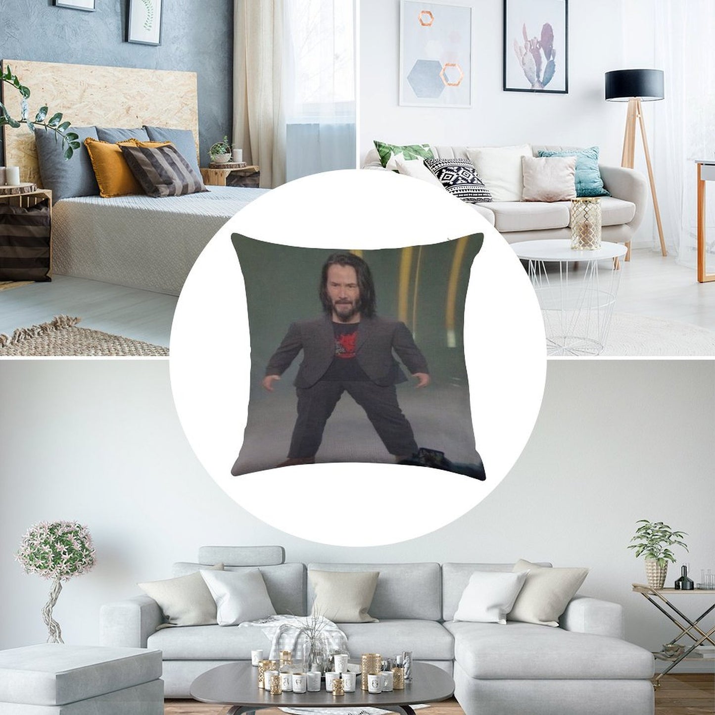 Baby Keanu Reeves Linen Throw Pillow Cover