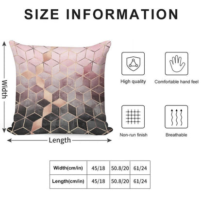 Pink And Grey Gradient Cubes Soft High-Density Material Throw Pillow