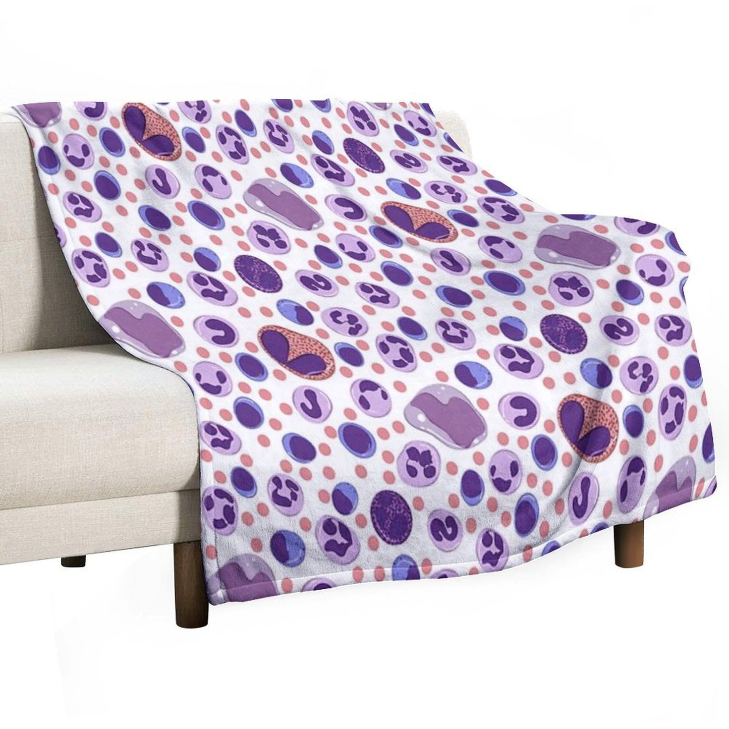 Large White Blood Cell Pattern Throw Blanket