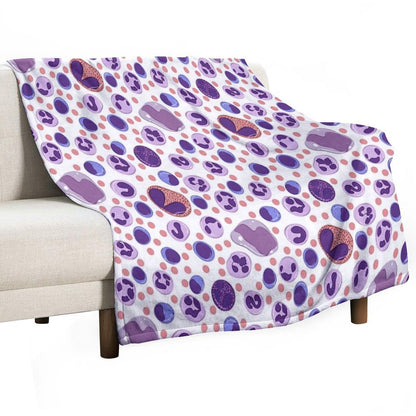 Large White Blood Cell Pattern Throw Blanket