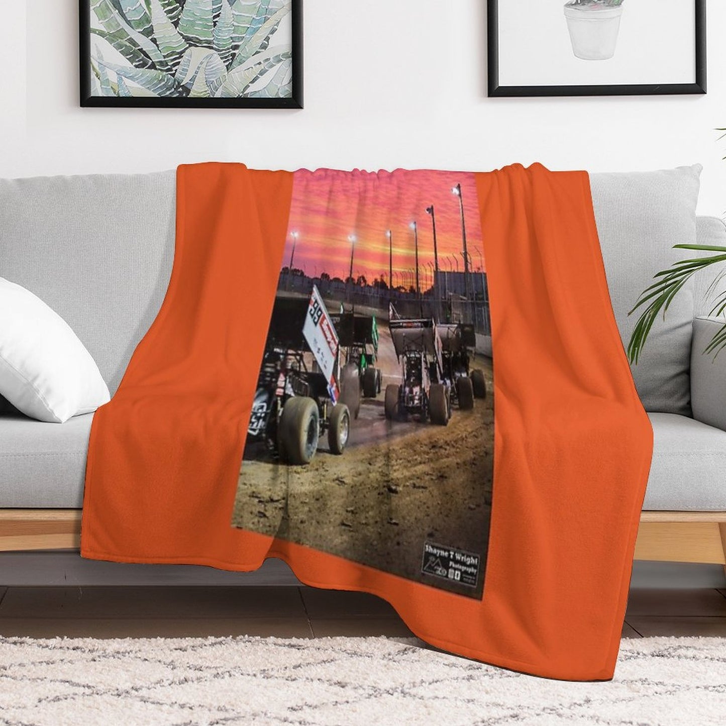 Sunset at The Speedway Track. Throw Blanket