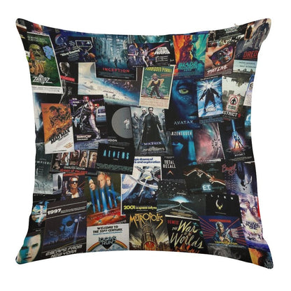 Sci-Fi Movie Posters Linen Throw Pillow Cover