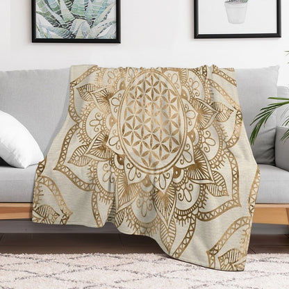 Flower of Life in Lotus - Pastel Golds And Canvas Throw Blanket