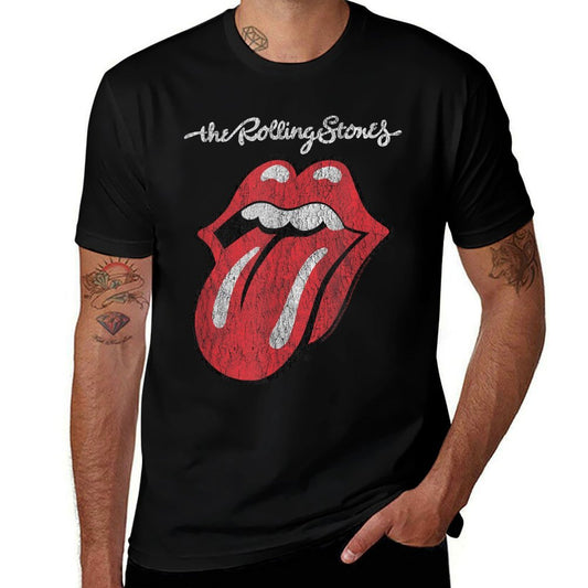 Rolling Stones Official Script Tongue  Heathered Texture T-Shirt