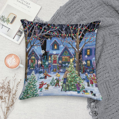 Decorating for Christmas Soft Fade-Resistant Throw Pillow