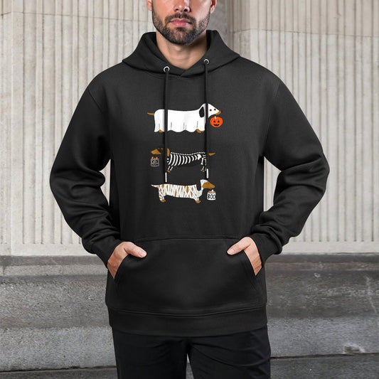 Retro Dachshund Halloween Wiener Dog Pumpkin Weenie Witch Durable Construction Hoodie
