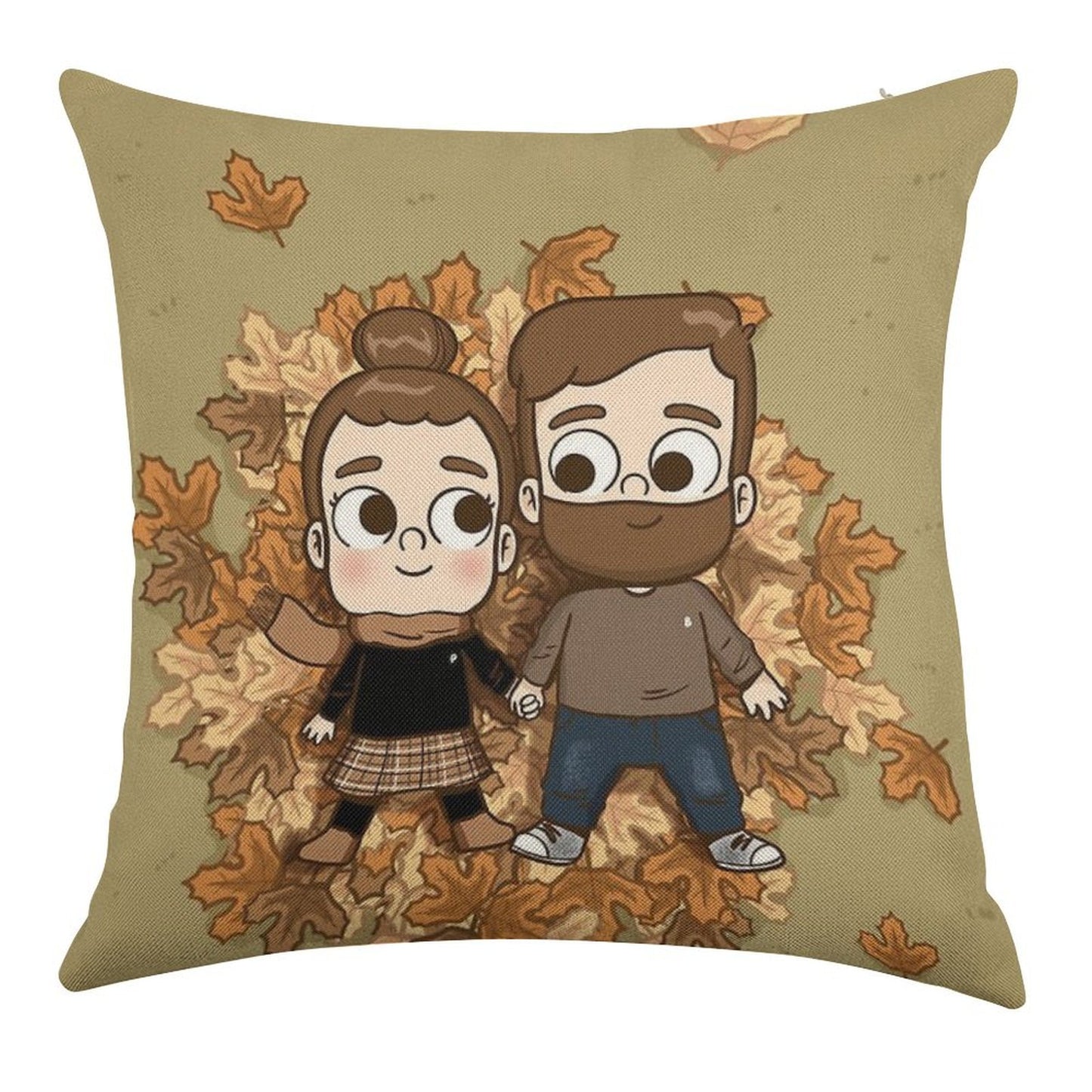 Fall Phone Home - Pibubear Linen Throw Pillow Cover