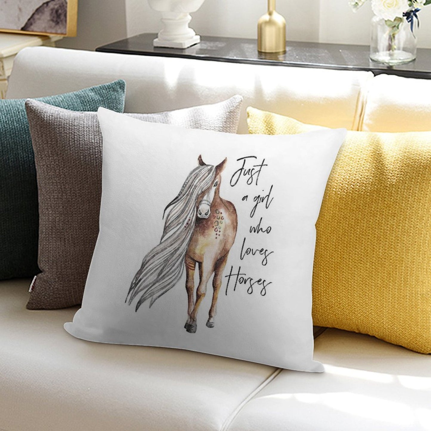 Just A Girl Who Loves Horses - Horse Lover Design Soft Style Accent Throw Pillow