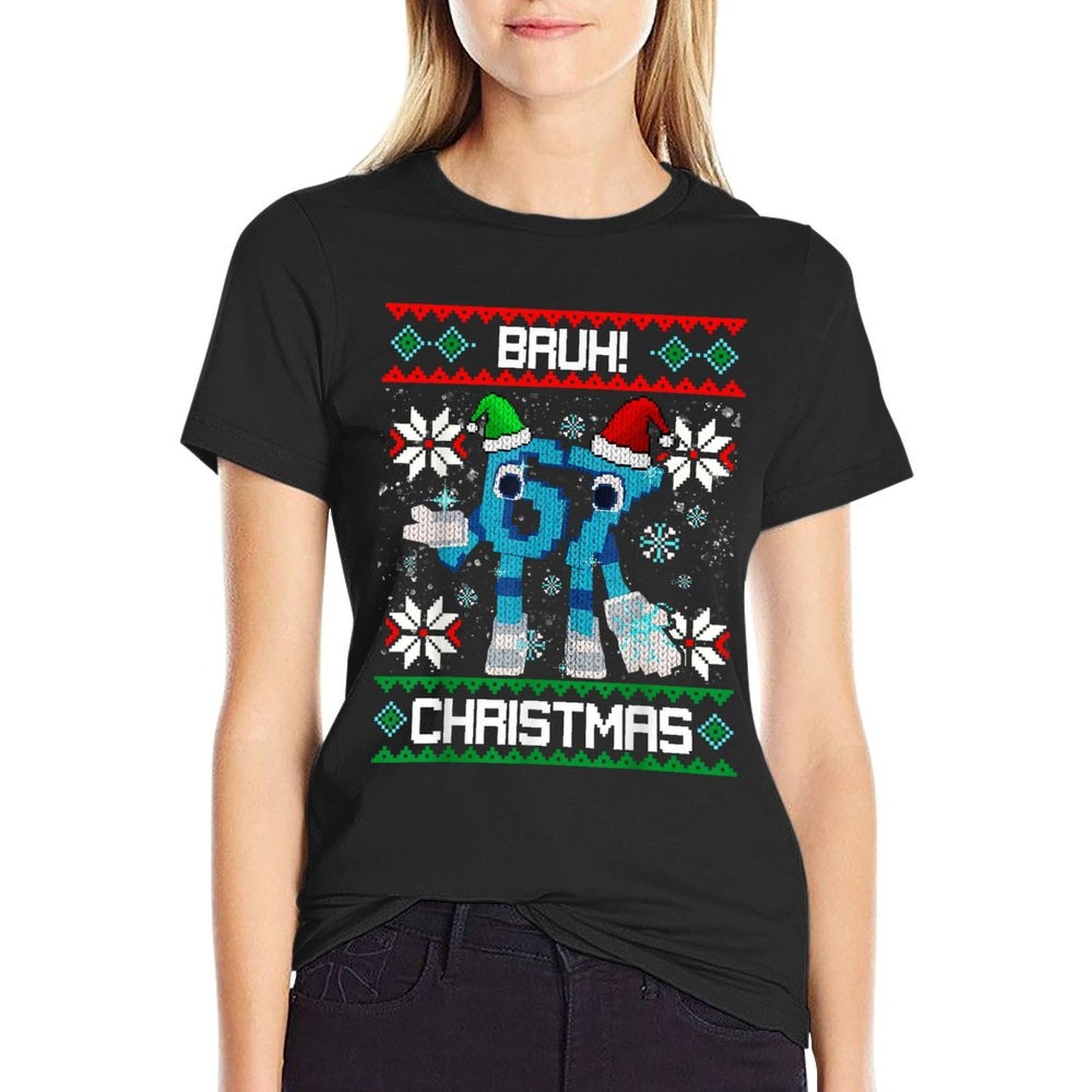 Bruh 67 Santa Christmas Funny Brainrot for Boys Kidsns  Oversized Silhouette T-Shirt