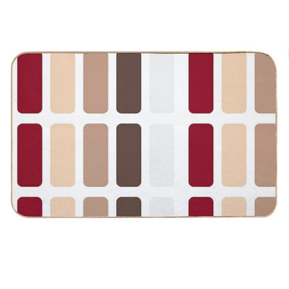 Red And Brown Rectangles Color Block Chic Bath Mat