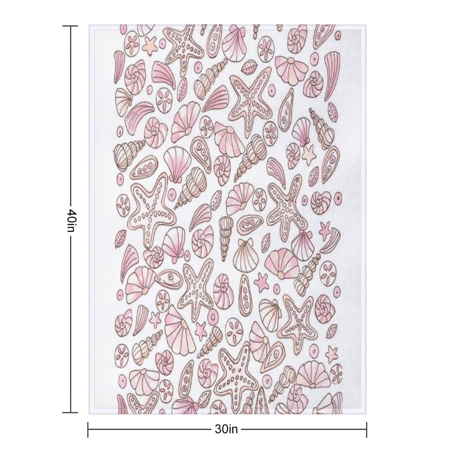 Millennial Pink Seashells Throw Blanket
