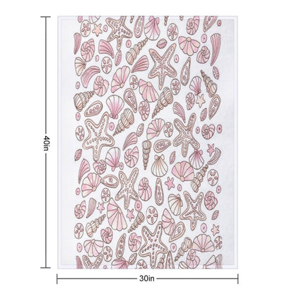 Millennial Pink Seashells Throw Blanket