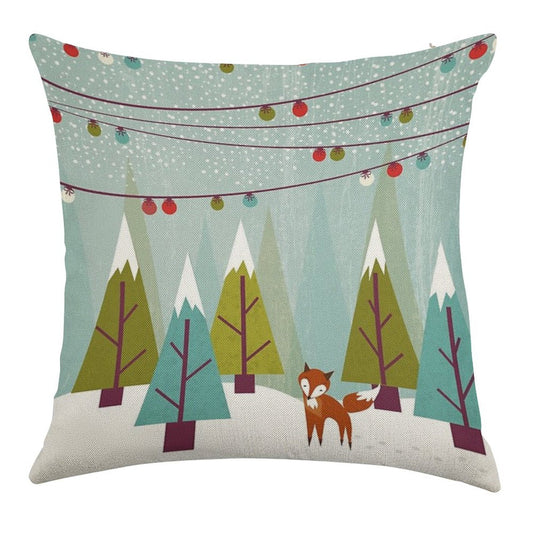 Winter Linen Throw Pillow Cover
