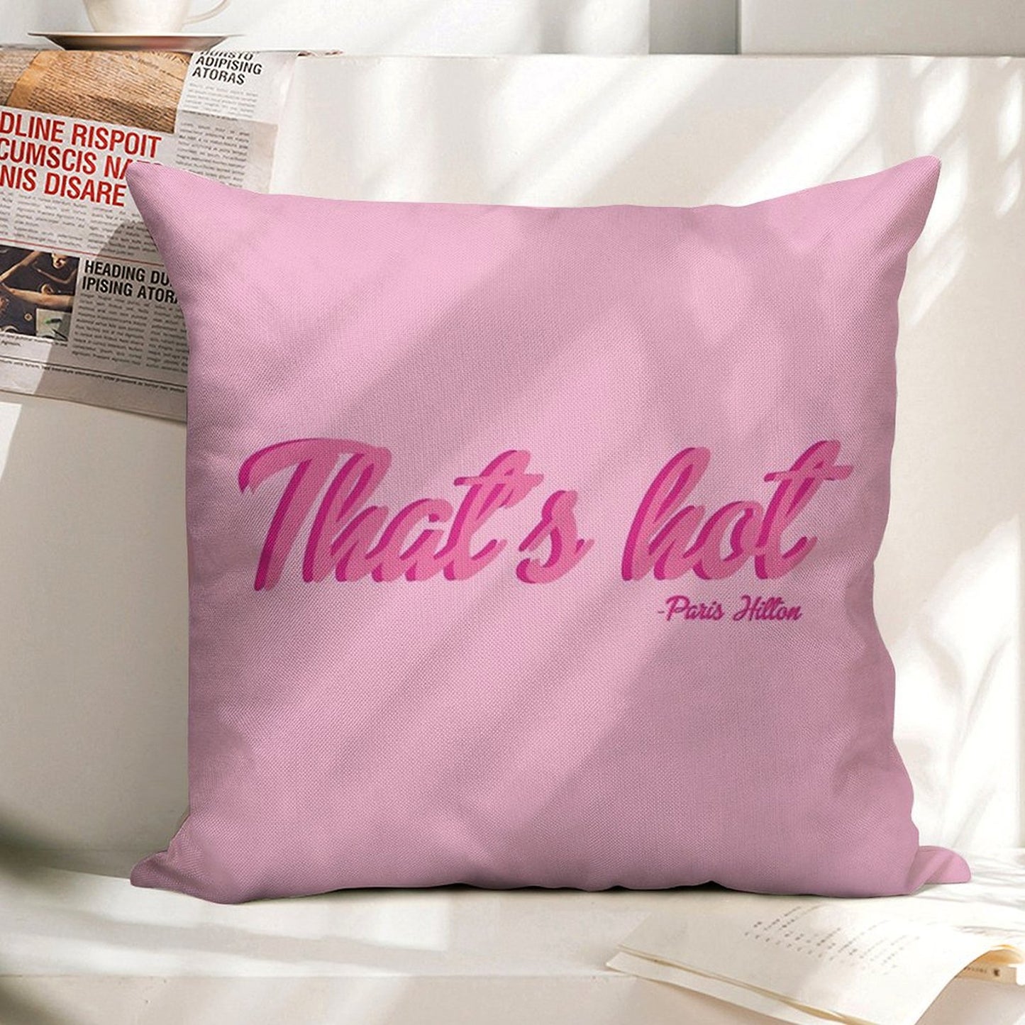That's Hot Paris Hilton Text Print Linen Throw Pillow Cover