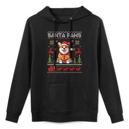 Pembroke Welsh Corgi Santa Paws Merry Christmas Ugly Sweater Breathable Fabric Hoodie