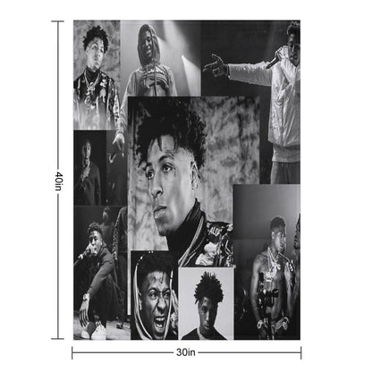 Youngboy  B&W Never Broke Again Collage Throw Blanket