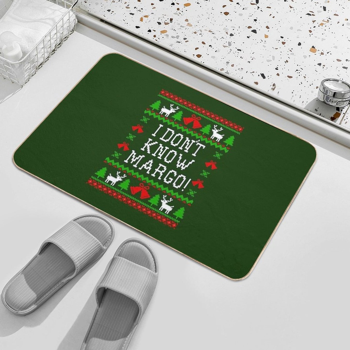I Don't Know Margo! Christmas Vacation Quote - Ugly Christmas Sweater Style Bath Mat