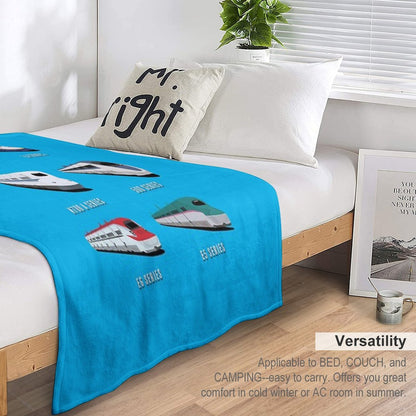 Japanese Shinkansen Bullet Trains Throw Blanket