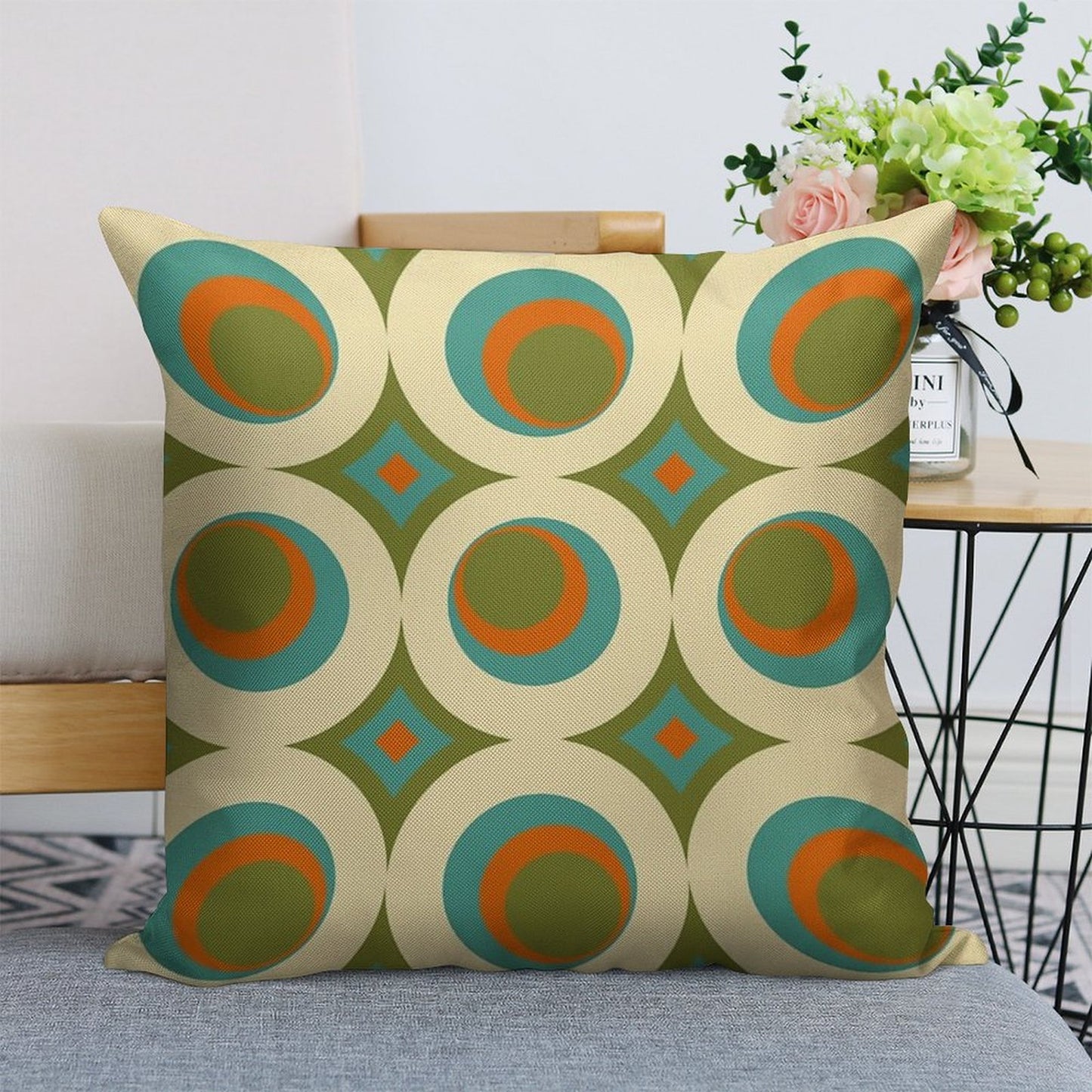 Mid-Century Modern Funk 2 Linen Throw Pillow Cover