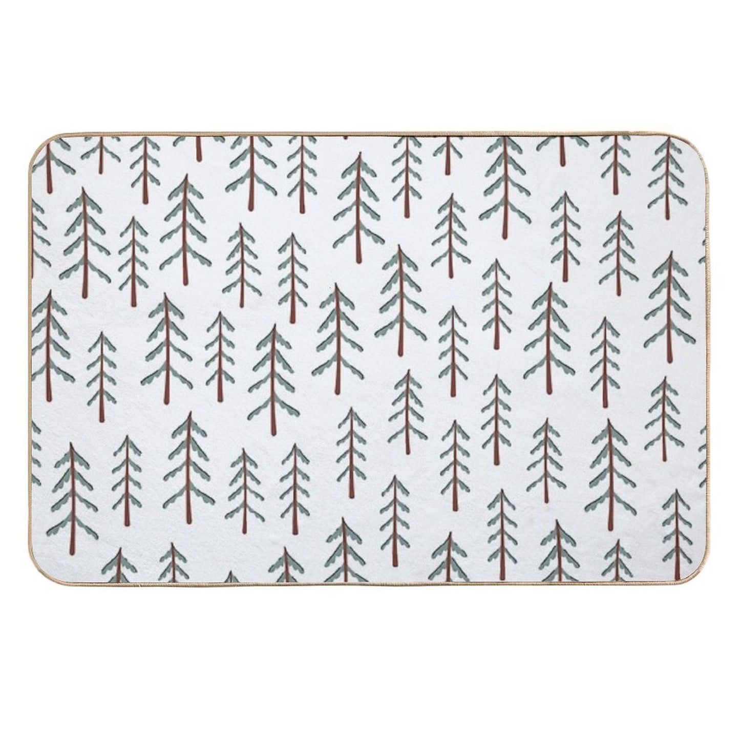 Fir Tree Doodle Wood  Anti-Trip Bath Mat