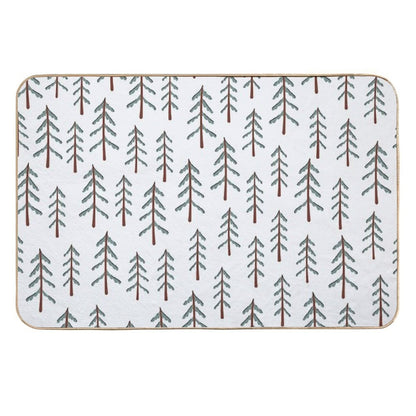 Fir Tree Doodle Wood  Anti-Trip Bath Mat