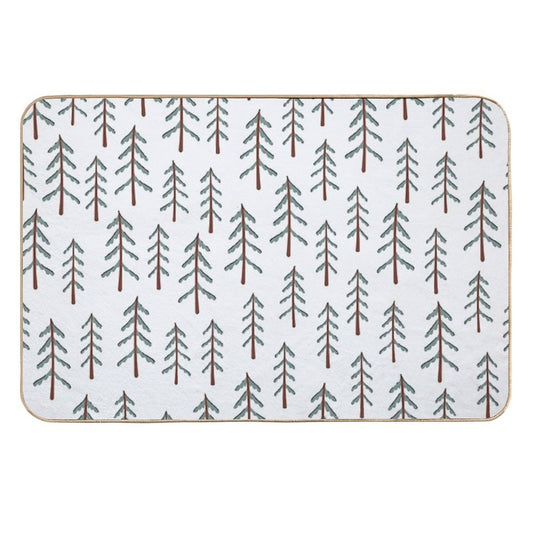 Fir Tree Doodle Wood  Anti-Trip Bath Mat