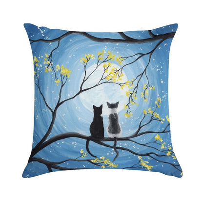 Cats Full Moon Soft Skin-Friendly Throw Pillow