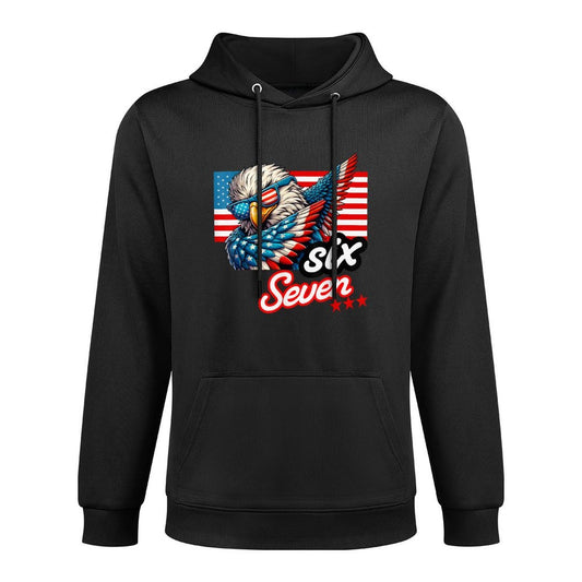 Six Seven Funny Patriotic Dabbing Bald Eagle 6 7 Meme Slang Easy Care Hoodie