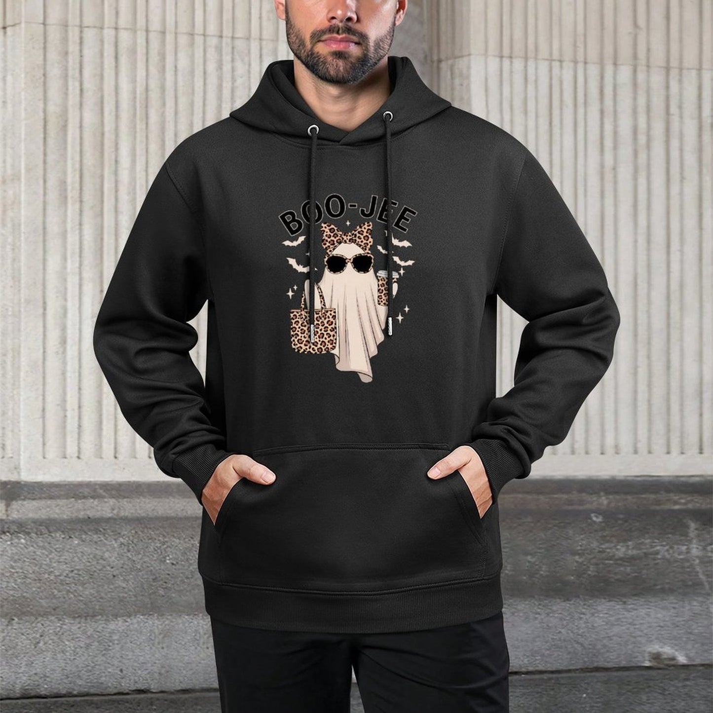 Coquette Leopard Ghost Coffee Boo-JEE Halloween Boujee Ghost Durable Construction Hoodie