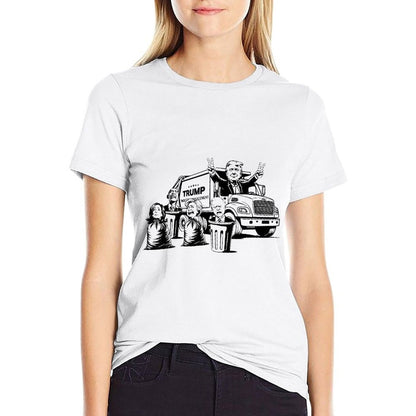 Trump Garbage Truck Kamala Biden Clinton Obama  Easy-care T-Shirt