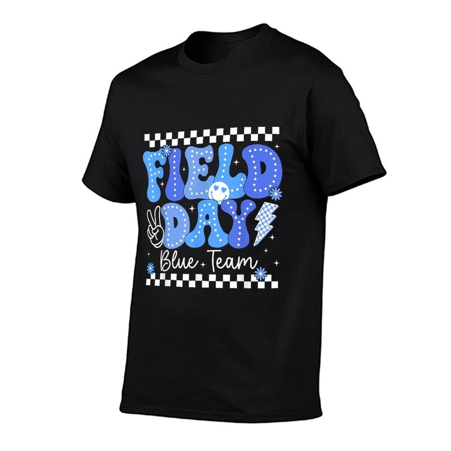 Field Day Trip Blue Team Color Game Competition Boys Girls  Ribbed Collar T-Shirt