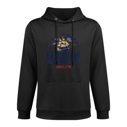 Rejecting Kings Since 1776 Vintage Patriotic No Kings Breathable Fabric Hoodie
