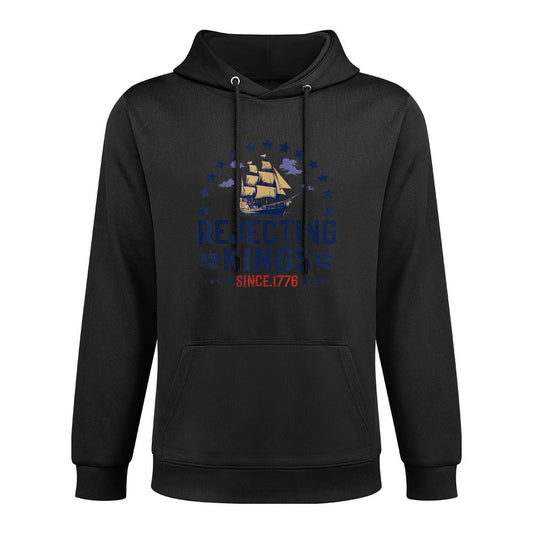 Rejecting Kings Since 1776 Vintage Patriotic No Kings Breathable Fabric Hoodie