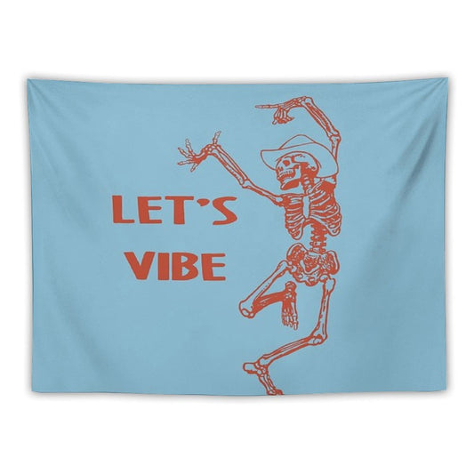 Let's Vibe Cowboy Skeleton Tapestry