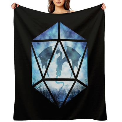 Blue Sky Ice Dragon D20 Throw Blanket