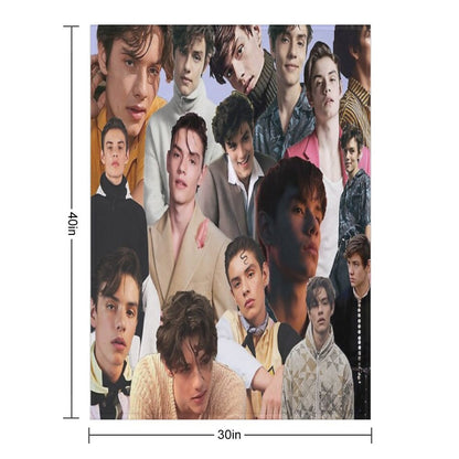 Louis Partridge Collage Throw Blanket