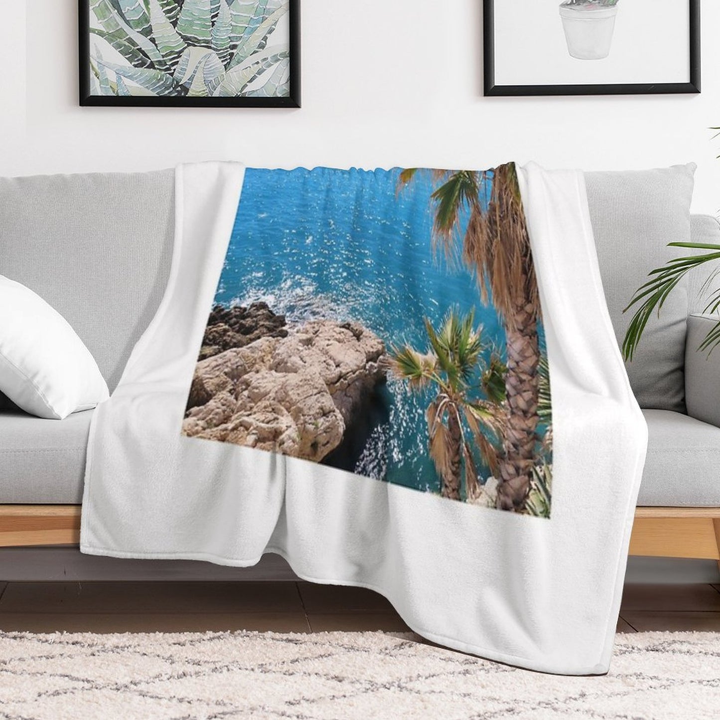 French Riviera Palms Throw Blanket