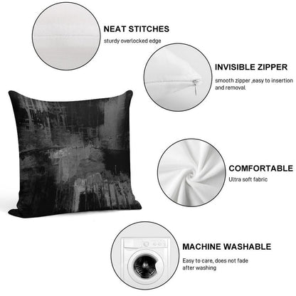 Black Gray Abstract Soft Luxury Feel Throw Pillow