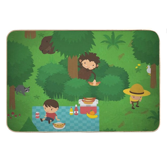 Sneaky Sasquatch Picnic Bath Mat