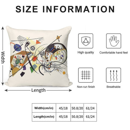 HD. Transverse Lines (1923), by Wassily Kandinsky Soft Short Plush Fabric Throw Pillow