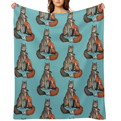 Wolf & Fox Throw Blanket