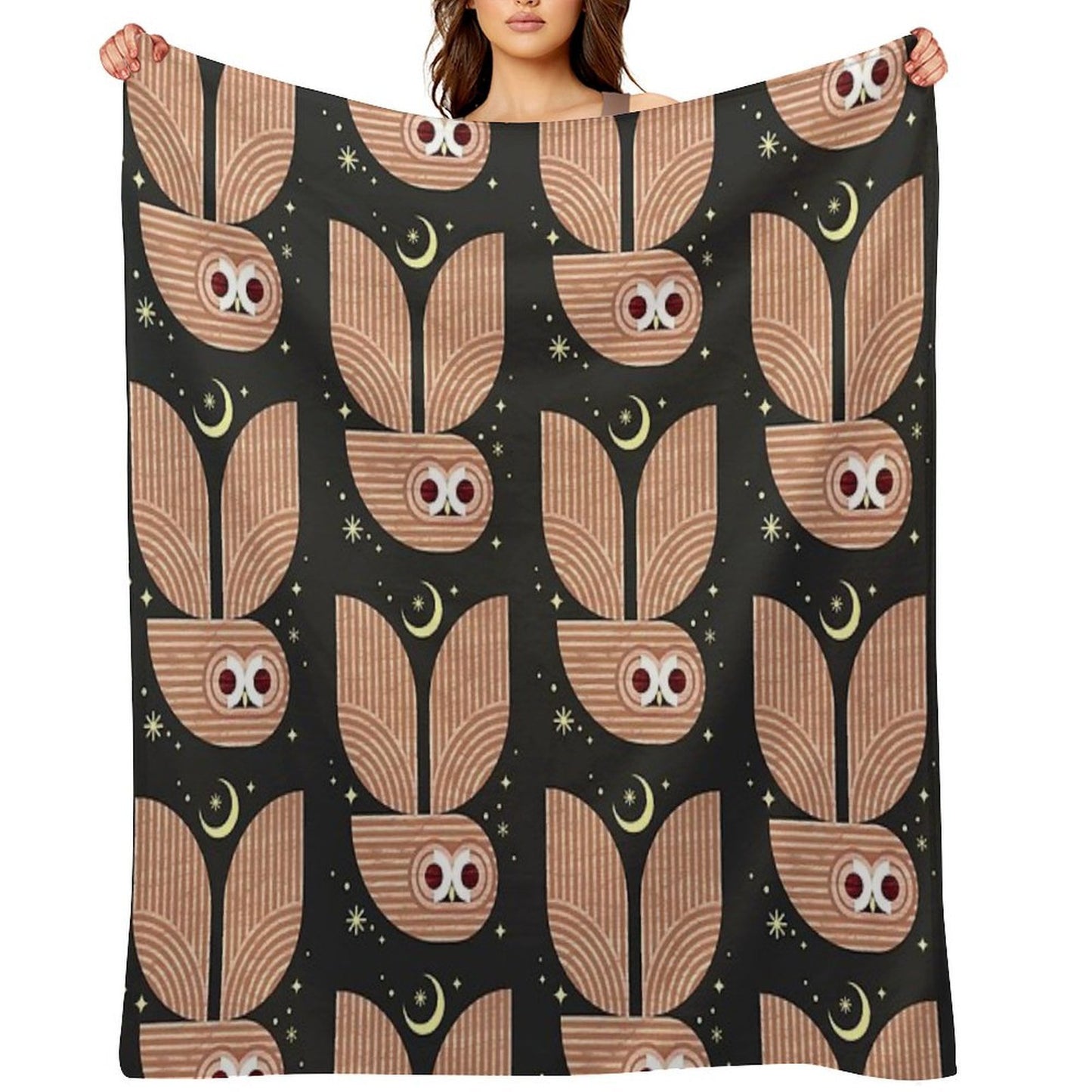 Barred Owl in Flight Throw Blanket