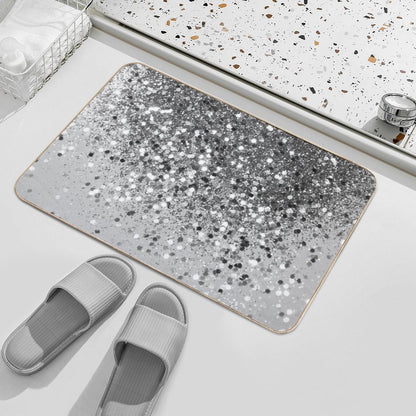 Soft Silver Gray Glam #1 (Photo of Glitter Only - Not Reflective) Bath Mat