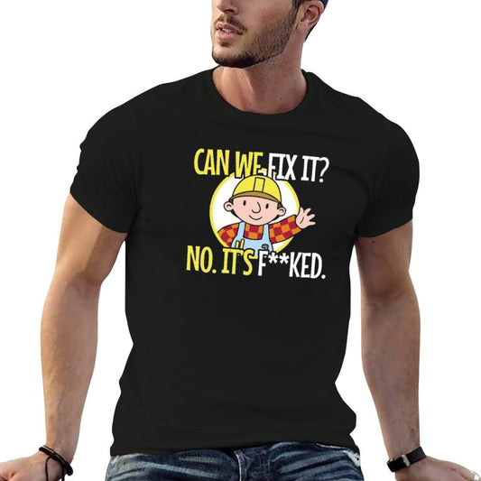 Can We Fix It Funny Repair Man  Heathered Texture T-Shirt