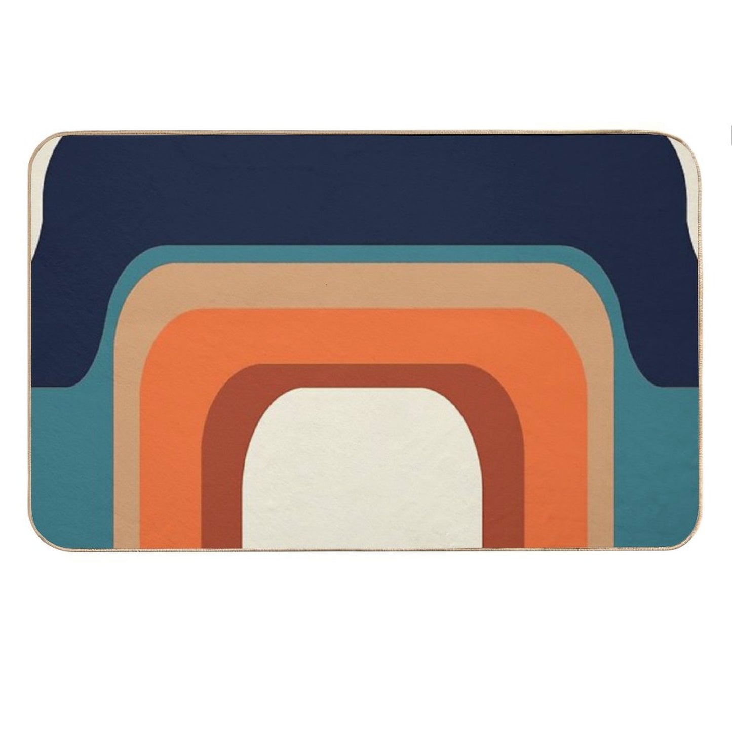 Mid-Century Modern Meets 1970s Orange And Blue Rainbow Bath Mat