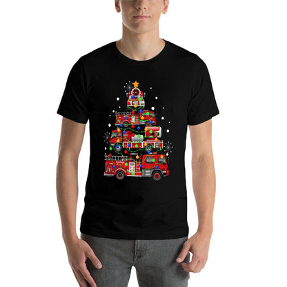 Funny Christmas Decor Firefighter Truck Christmas Tree  Versatile T-Shirt