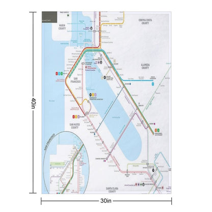 San Francisco Bay Area Transit Map Throw Blanket