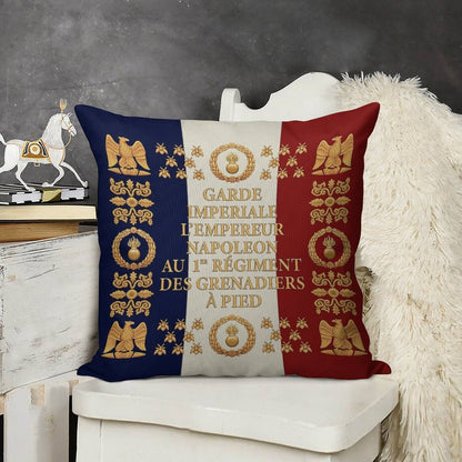 Napoleonic French 1er Garde Imperiale Flag Linen Throw Pillow Cover