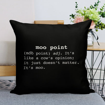 Moo Point Linen Throw Pillow Cover